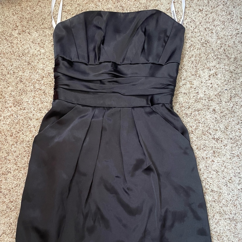 David’s Bridal Black Strapless Dress Size 2, has pockets